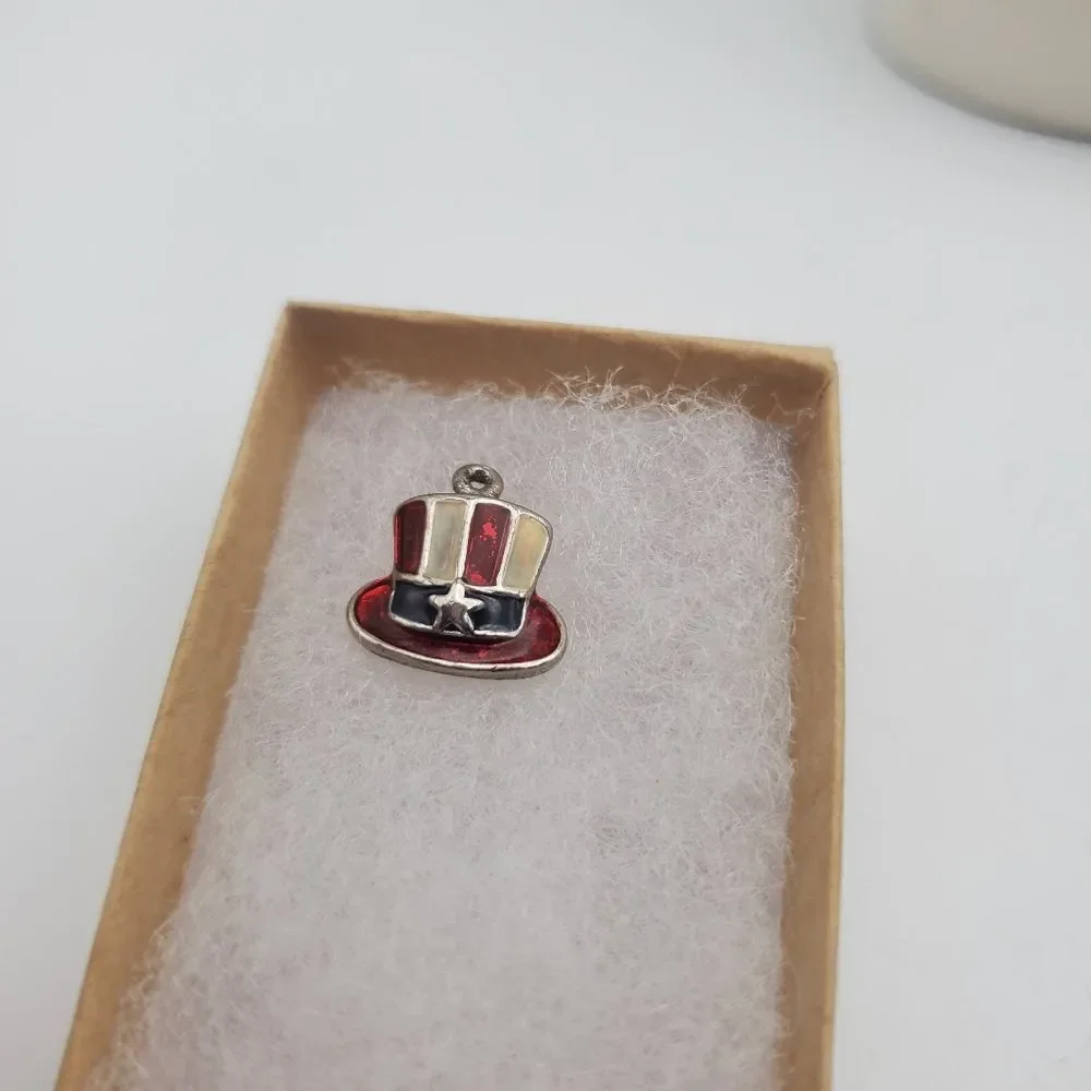 Red white‎ and blue hat patriotic USA necklace pendant 4th of July gift idea